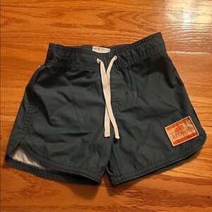 Kids Navy Swim Trunks with White Drawstring
